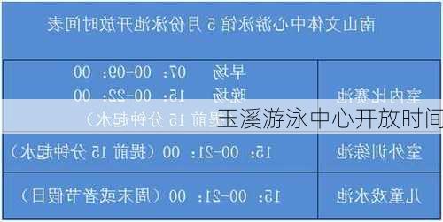 玉溪游泳中心开放时间