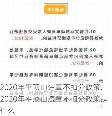 2020年平顶山违章不扣分政策,2020年平顶山违章不扣分政策是什么