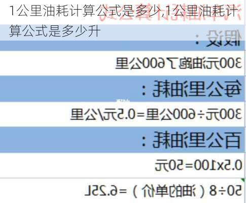 1公里油耗计算公式是多少,1公里油耗计算公式是多少升