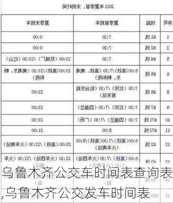 乌鲁木齐公交车时间表查询表,乌鲁木齐公交发车时间表