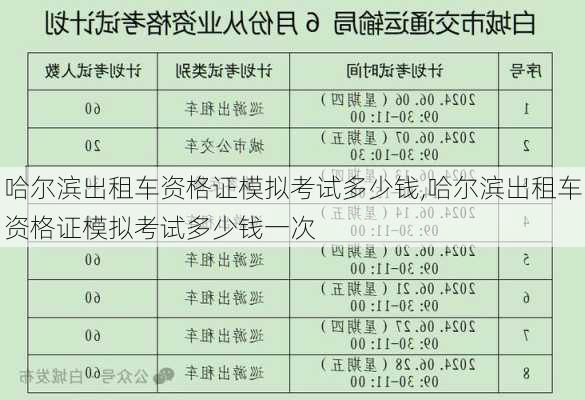 哈尔滨出租车资格证模拟考试多少钱,哈尔滨出租车资格证模拟考试多少钱一次