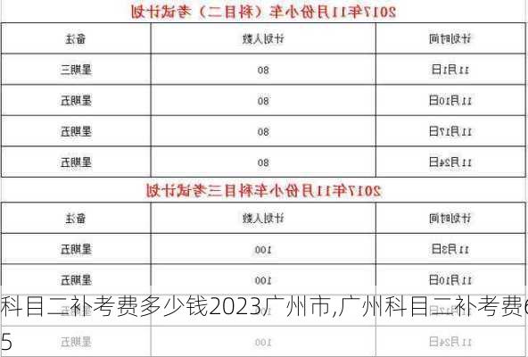 科目二补考费多少钱2023广州市,广州科目二补考费65