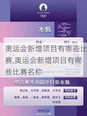 奥运会新增项目有哪些比赛,奥运会新增项目有哪些比赛名称