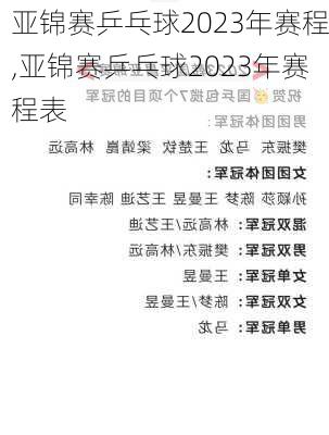 亚锦赛乒乓球2023年赛程,亚锦赛乒乓球2023年赛程表