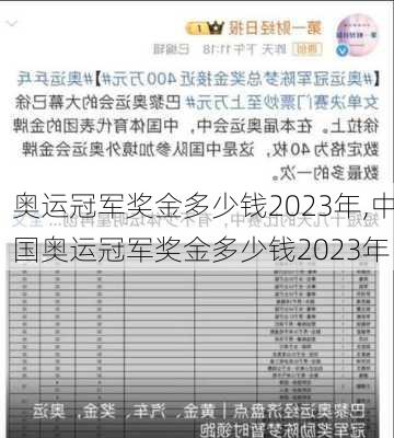 奥运冠军奖金多少钱2023年,中国奥运冠军奖金多少钱2023年