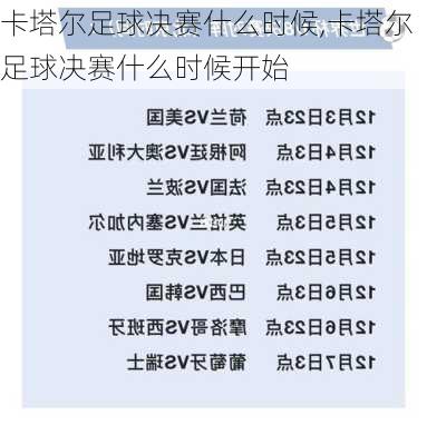 卡塔尔足球决赛什么时候,卡塔尔足球决赛什么时候开始