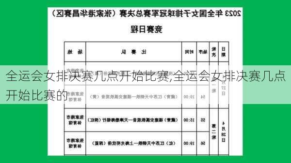 全运会女排决赛几点开始比赛,全运会女排决赛几点开始比赛的