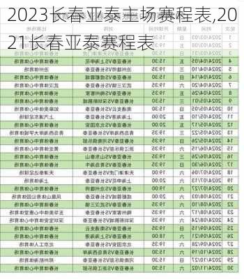 2023长春亚泰主场赛程表,2021长春亚泰赛程表