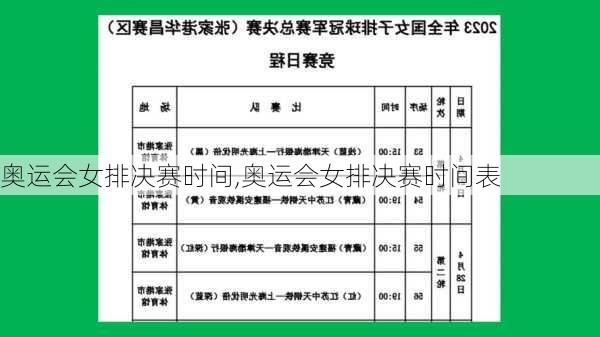 奥运会女排决赛时间,奥运会女排决赛时间表