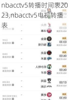 nbacctv5转播时间表2023,nbacctv5电视转播表