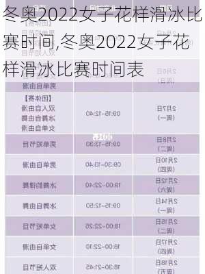 冬奥2022女子花样滑冰比赛时间,冬奥2022女子花样滑冰比赛时间表