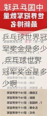 乒乓球世界冠军奖金是多少,乒乓球世界冠军奖金是多少啊