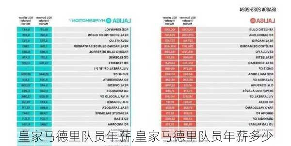皇家马德里队员年薪,皇家马德里队员年薪多少