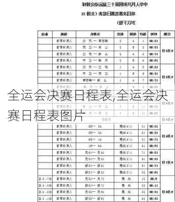 全运会决赛日程表,全运会决赛日程表图片