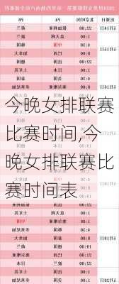 今晚女排联赛比赛时间,今晚女排联赛比赛时间表