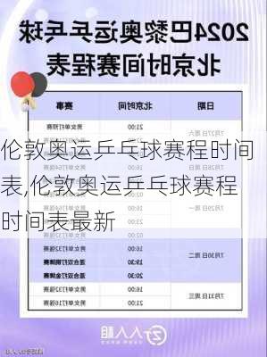 伦敦奥运乒乓球赛程时间表,伦敦奥运乒乓球赛程时间表最新