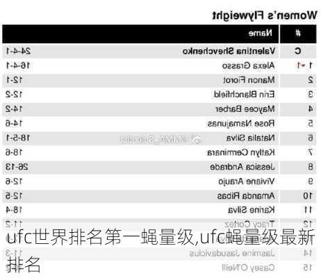 ufc世界排名第一蝇量级,ufc蝇量级最新排名